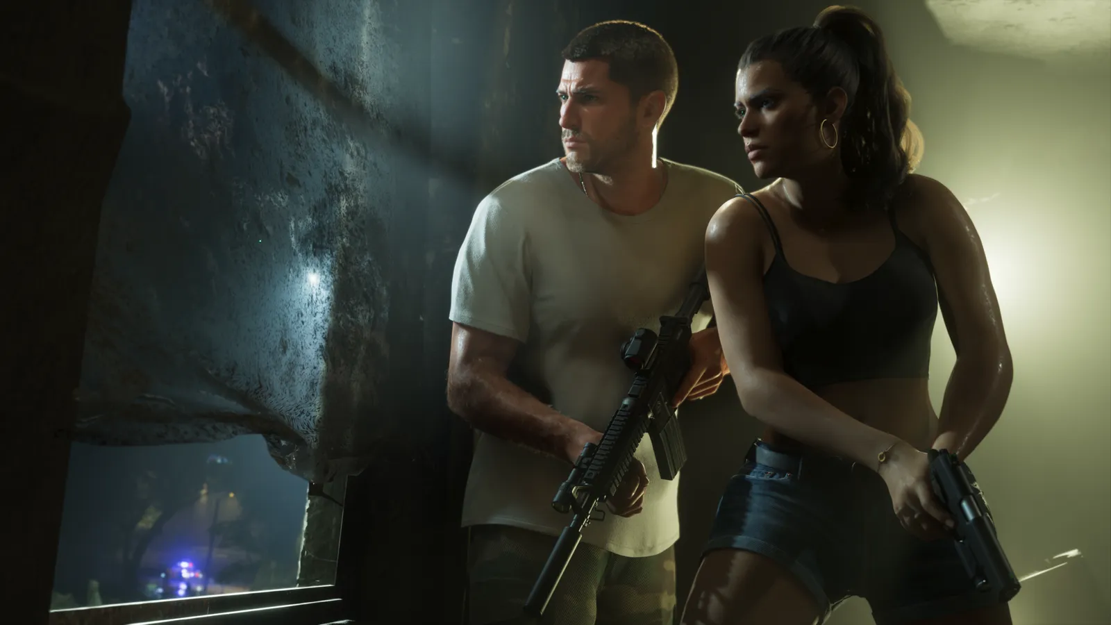 Jason e Lucia em arte oficial de GTA VI (imagem ilustrativa)